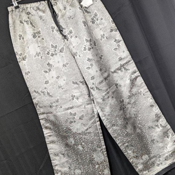 Keny Other - NWT! KENY! SILVER GRAY, BLACK SATIN, ASIAN STYLE DRAWSTRING PAJAMA PANTS! SZ XL